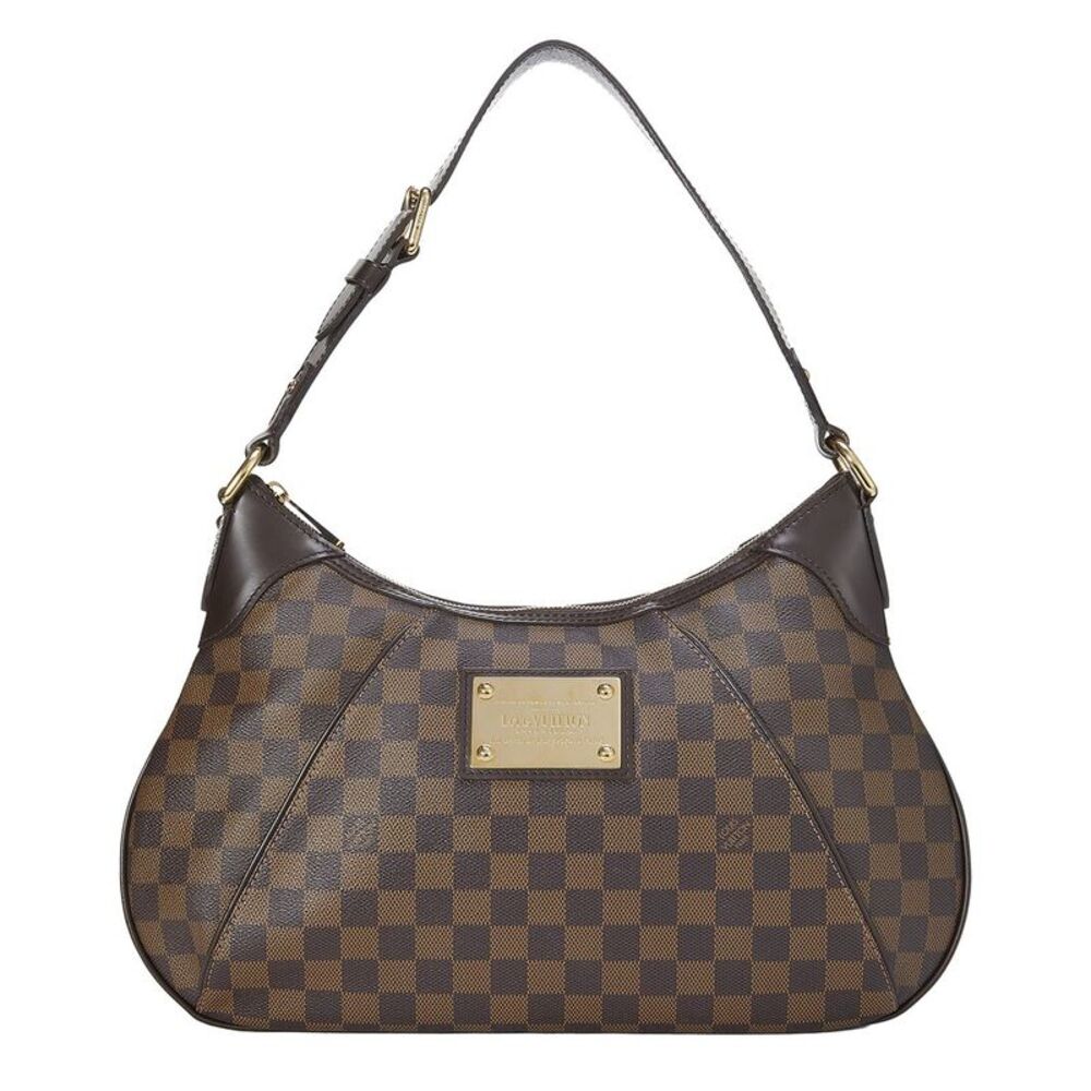 Louis Vuitton Brown Damier Ebene. & Vachetta Leather Thames Gm (Authentic